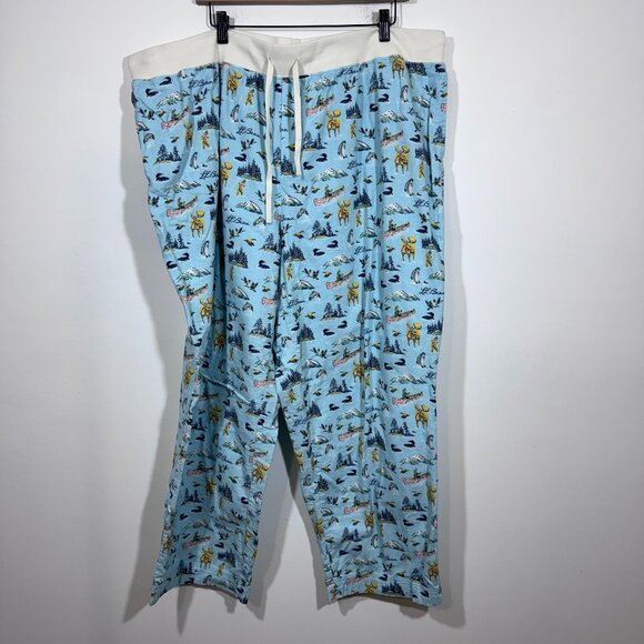 L.L. Bean Womens Flannel Pajama Pants Size 3X Blue Outdoor Nature PJ's - Picture 1 of 6